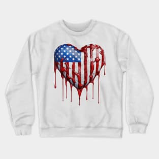 American Flag Dripping Heart #2 Crewneck Sweatshirt